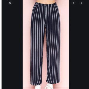 BRANDY MELVILLE NAVY STRIPED FLOWY PANTS